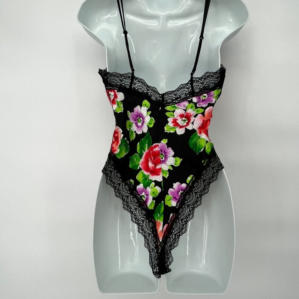 RARE Victorias Secret Y2K Floral Lace Bodysuit Lingerie Size S Black Vintage - Picture 2 of 6